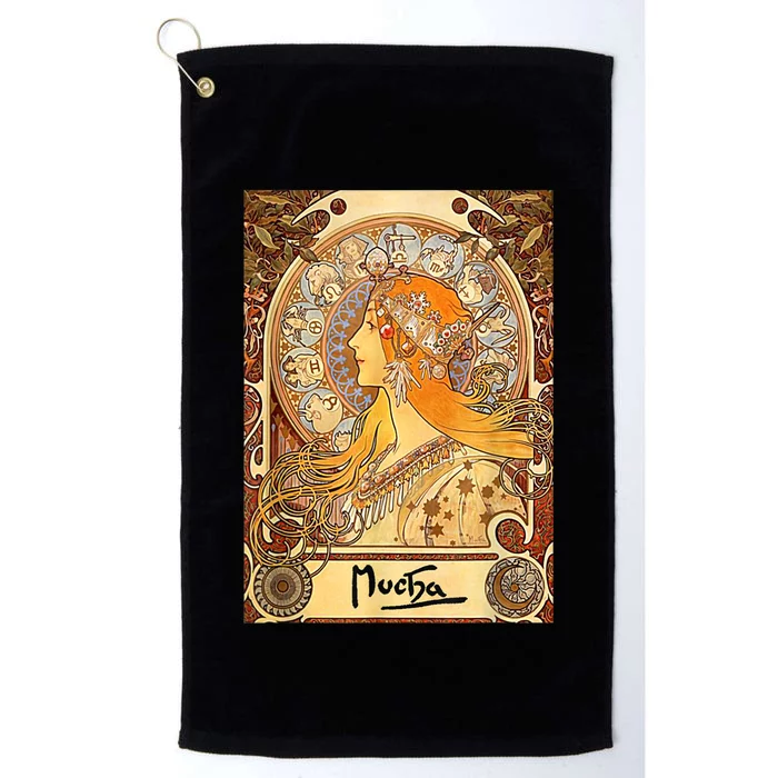 Alphonse Mucha Zodiac Art Nouveau Platinum Collection Golf Towel