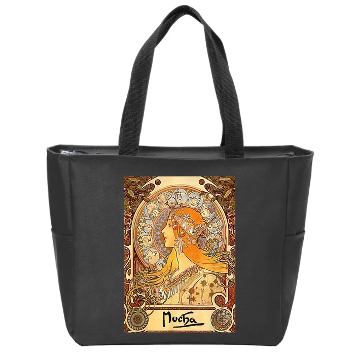 Alphonse Mucha Zodiac Art Nouveau Zip Tote Bag