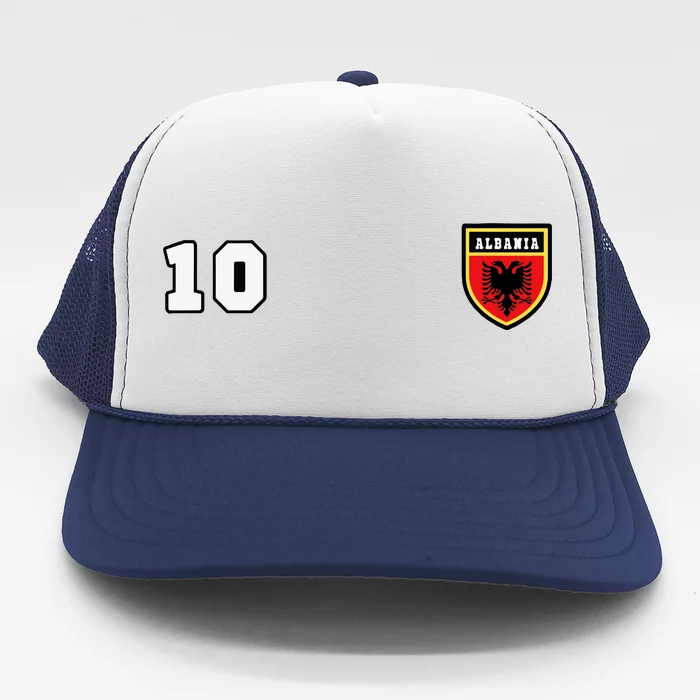 Albania Number 10 Soccer Flag Football Tirana Trucker Hat