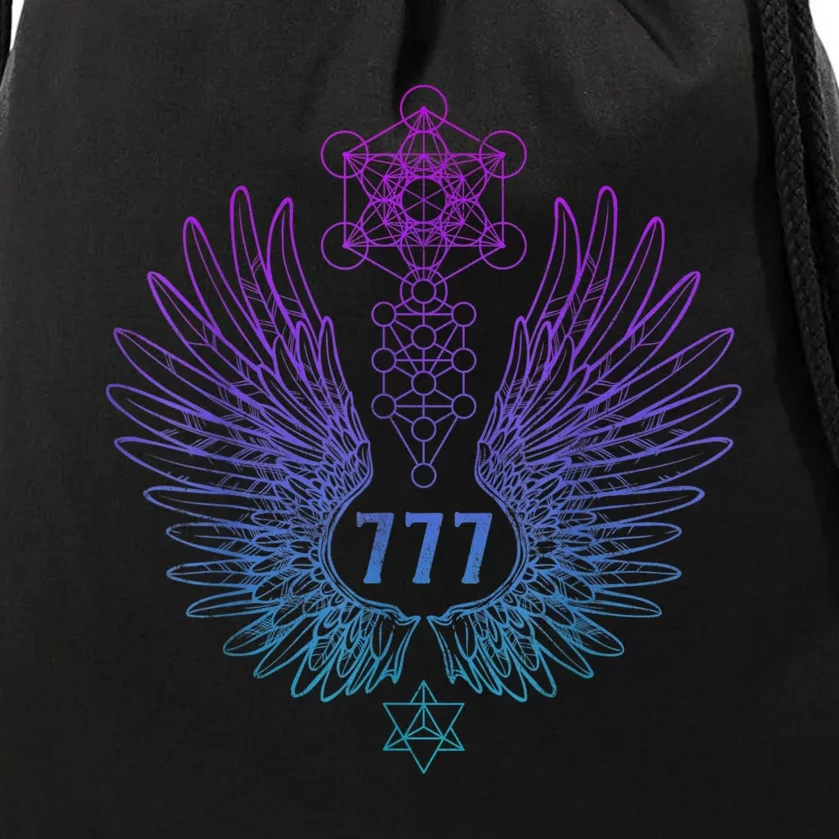 Angel Number 777 Sacred Geometry Healing Drawstring Bag