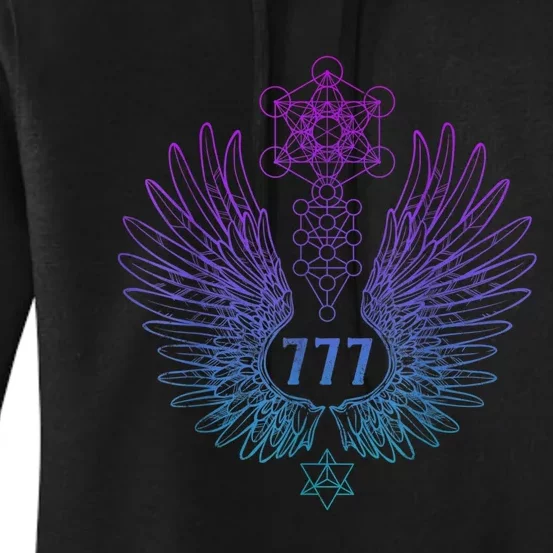 Angel Number 777 Sacred Geometry Healing Women's Pullover Hoodie