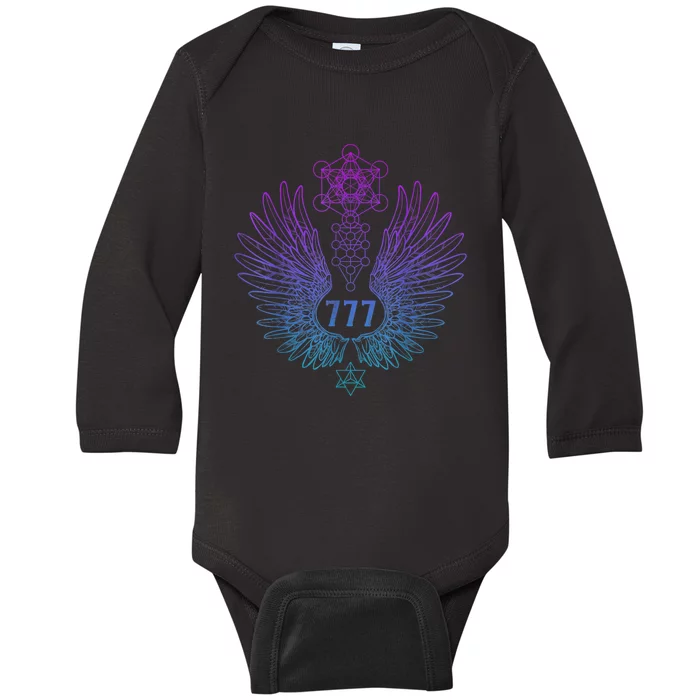 Angel Number 777 Sacred Geometry Healing Baby Long Sleeve Bodysuit