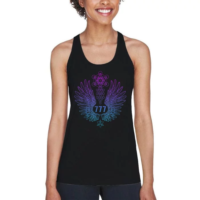 Angel Number 777 Sacred Geometry Healing Women's Racerback Tank