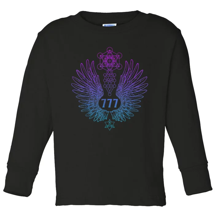 Angel Number 777 Sacred Geometry Healing Toddler Long Sleeve Shirt