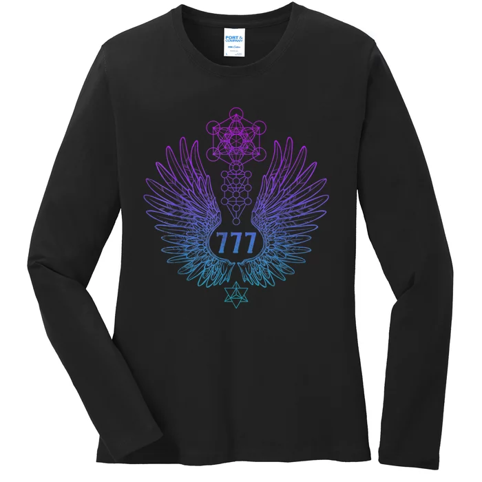 Angel Number 777 Sacred Geometry Healing Ladies Long Sleeve Shirt