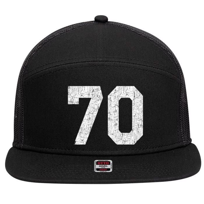 Athlete Number 70 Jersey Uniform Number #70 Athletic Style Sports Teams 7 Panel Mesh Trucker Snapback Hat