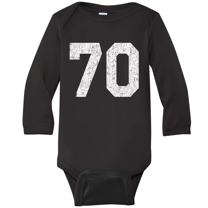 Athlete Number 70 Jersey Uniform Number #70 Athletic Style Sports Teams Baby Long Sleeve Bodysuit