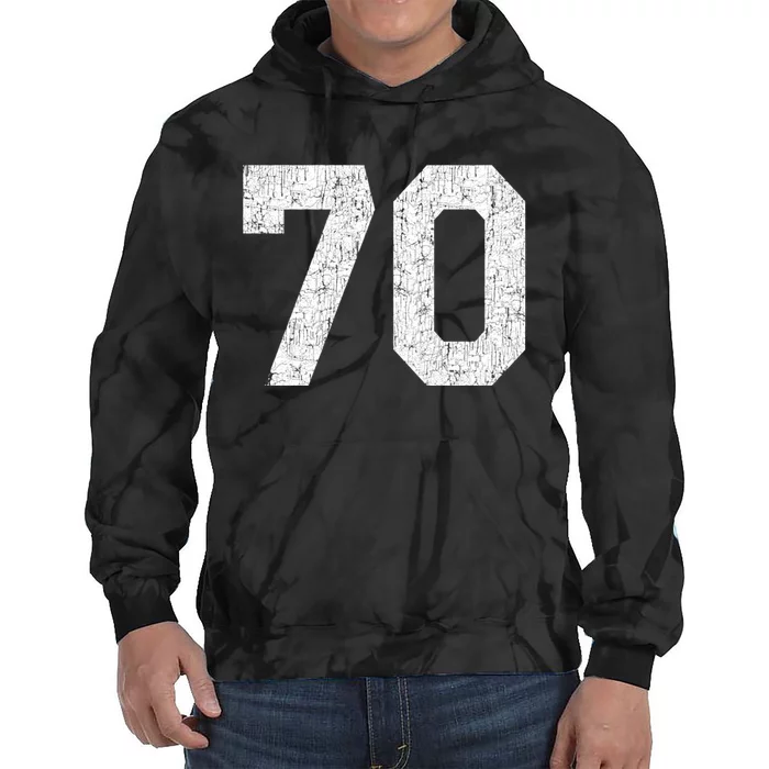 Athlete Number 70 Jersey Uniform Number #70 Athletic Style Sports Teams Tie Dye Hoodie