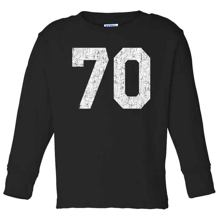 Athlete Number 70 Jersey Uniform Number #70 Athletic Style Sports Teams Toddler Long Sleeve Shirt