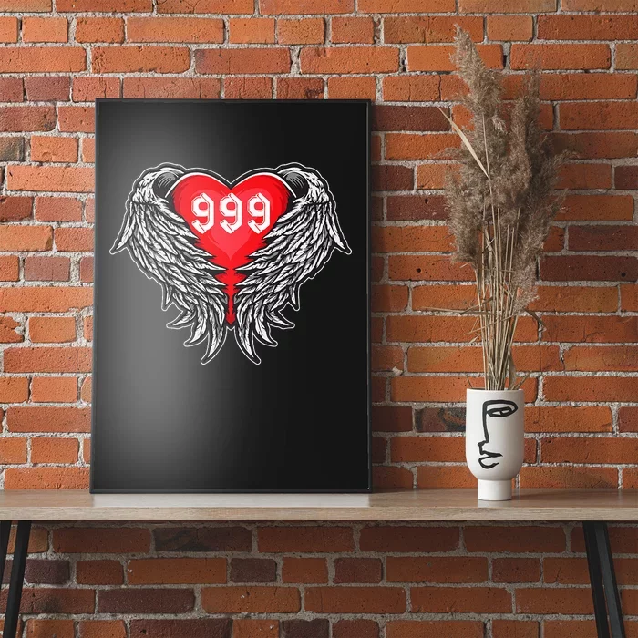 Angel Number 999 With Heart And Wings Of Angel Poster