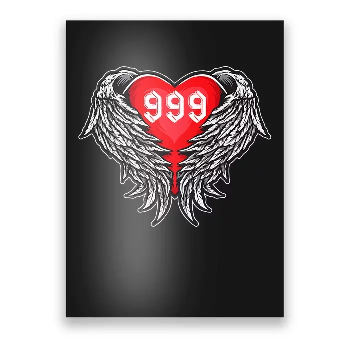 Angel Number 999 With Heart And Wings Of Angel Poster