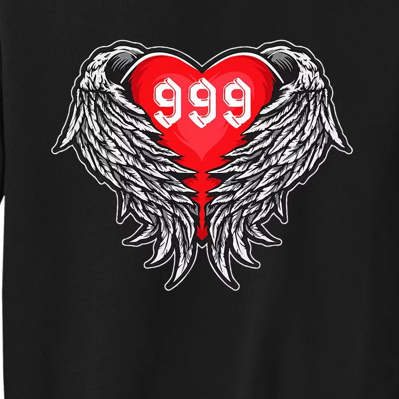 Angel Number 999 With Heart And Wings Of Angel Tall Sweatshirt