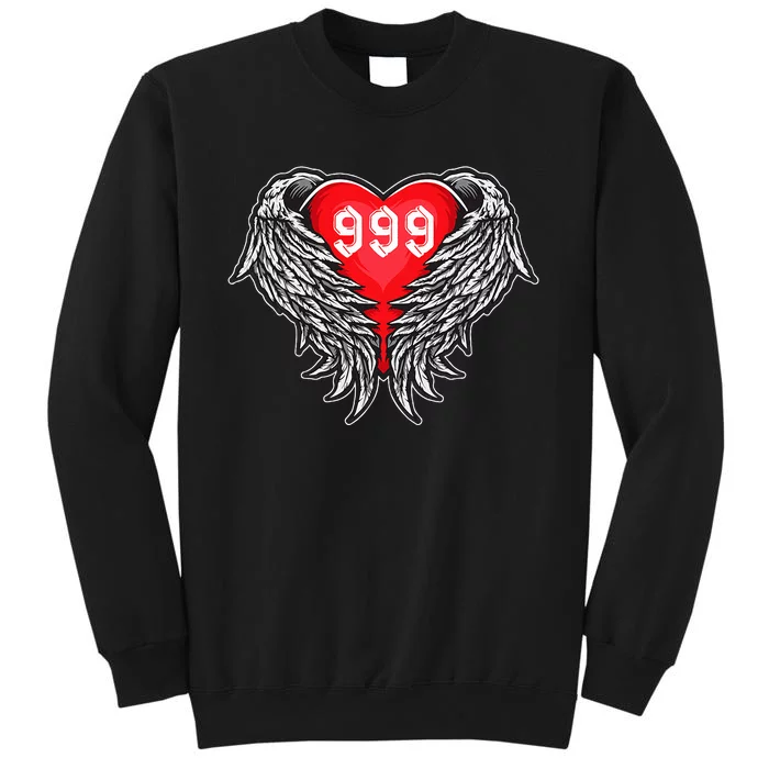 Angel Number 999 With Heart And Wings Of Angel Tall Sweatshirt