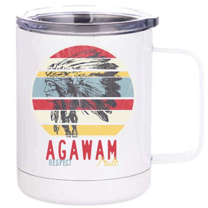 Agawam Native American Indian Tribe Respect Pride Retro Cute Gift Front & Back 12oz Stainless Steel Tumbler Cup