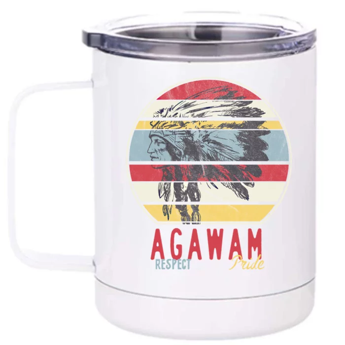 Agawam Native American Indian Tribe Respect Pride Retro Cute Gift Front & Back 12oz Stainless Steel Tumbler Cup