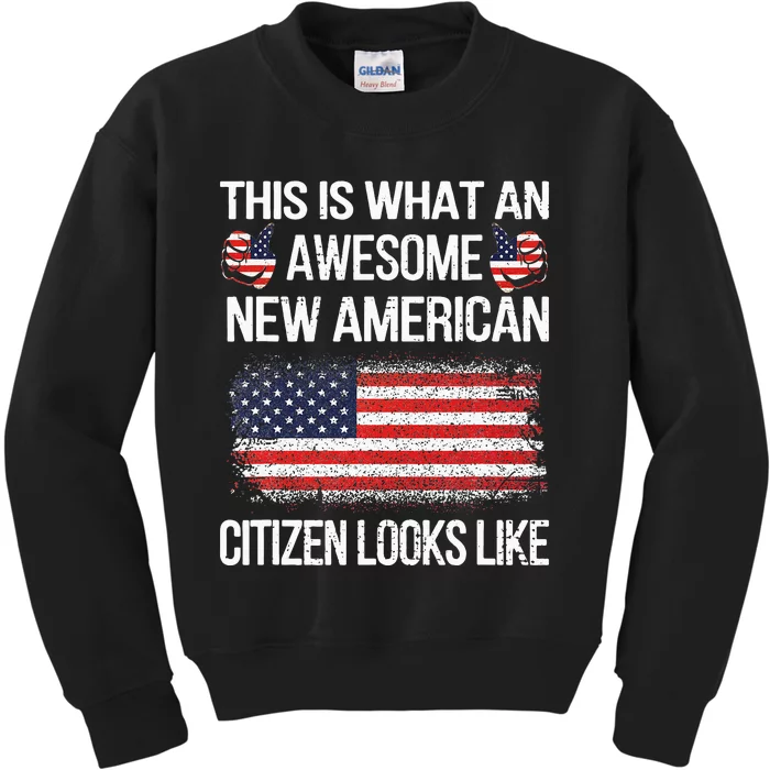 Awesome New American Flag US Citizenship USA US Citizen Kids Sweatshirt