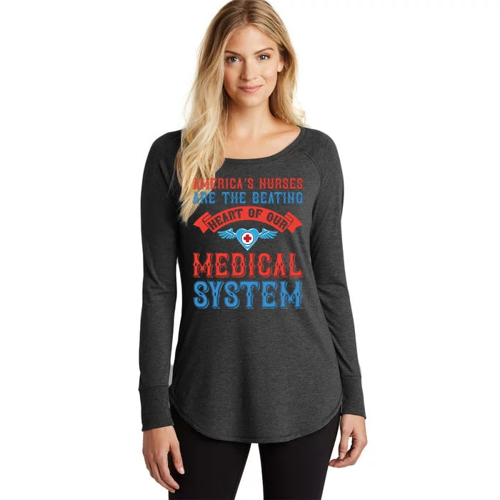 America's Nurses Are The Beating Heart Of Our Medical System Women's Perfect Tri Tunic Long Sleeve Shirt