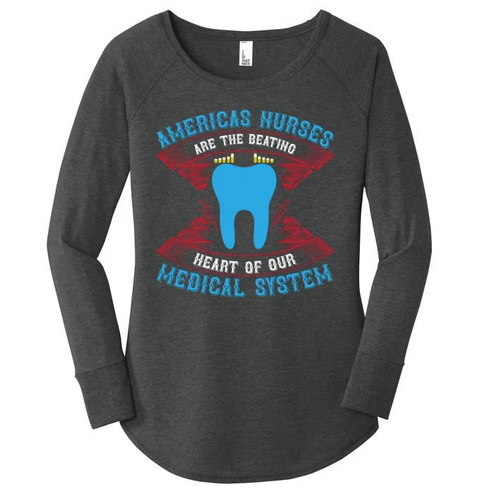 America's Nurses Are The Beating Heart Of Our Medical System Women's Perfect Tri Tunic Long Sleeve Shirt