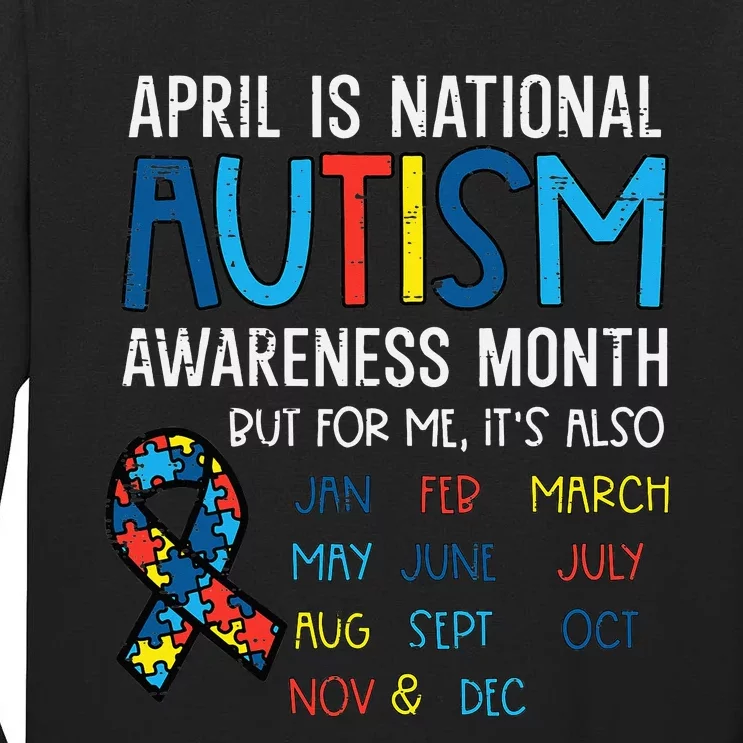 April National Autism Awareness Month Ribbon Tall Long Sleeve T-Shirt