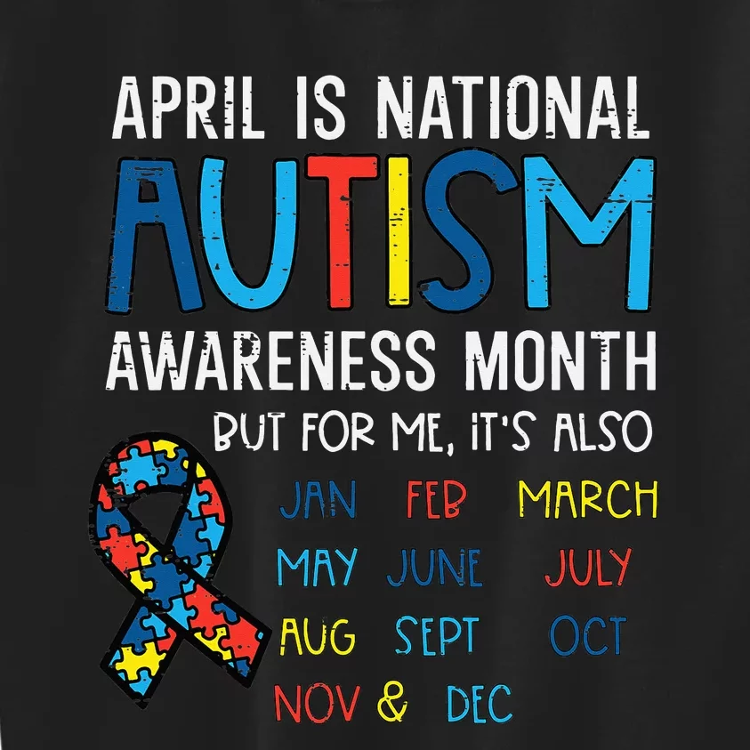 April National Autism Awareness Month Ribbon Kids Sweatshirt