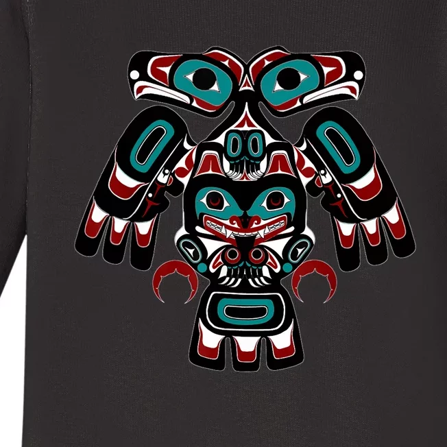 Alaska Native American Indian Tlingit Eagle Bear Clan Spirit Baby Long Sleeve Bodysuit