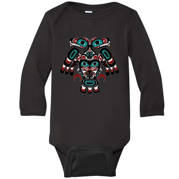 Alaska Native American Indian Tlingit Eagle Bear Clan Spirit Baby Long Sleeve Bodysuit