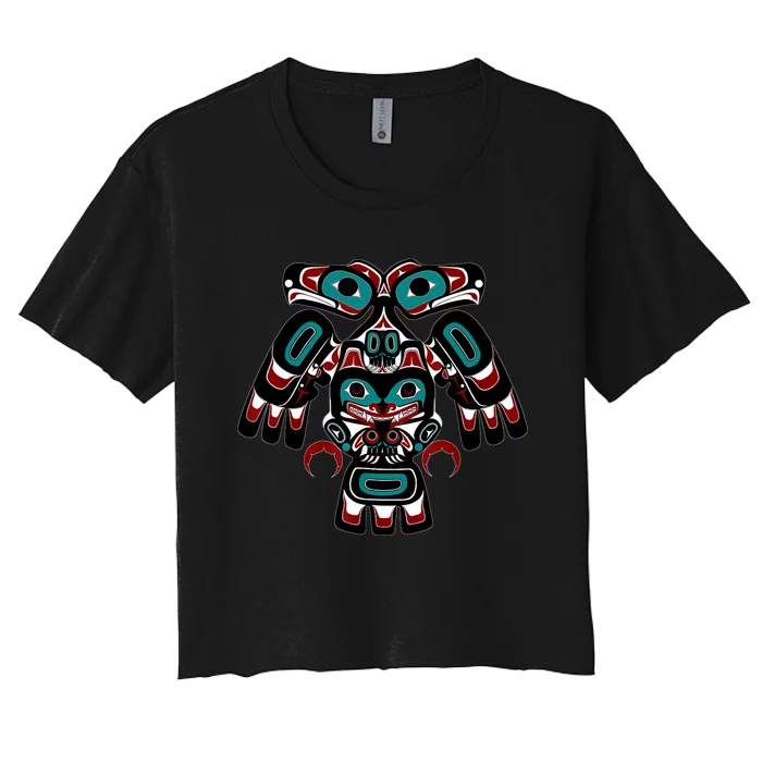 Alaska Native American Indian Tlingit Eagle Bear Clan Spirit Women's Crop Top Tee