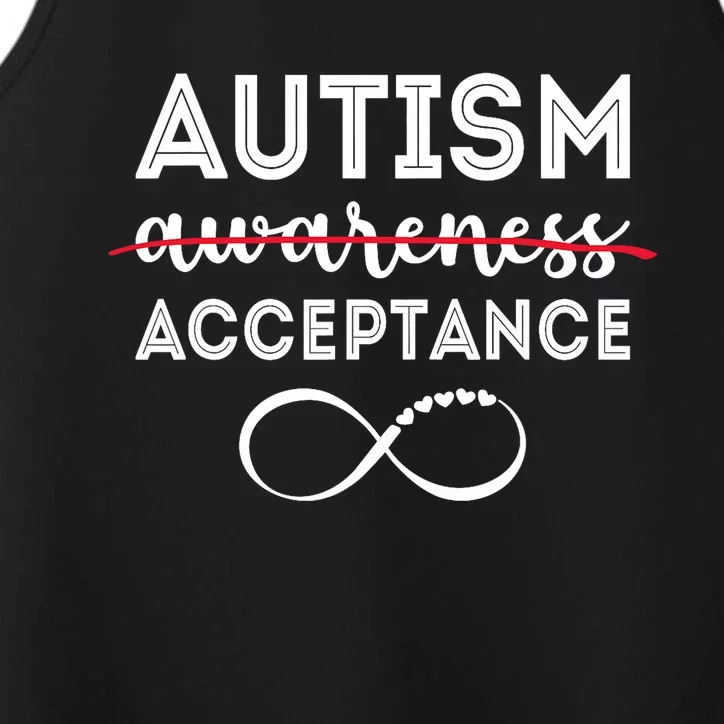 Acceptance Not Awareness Funny Red Instead Autism Performance Tank