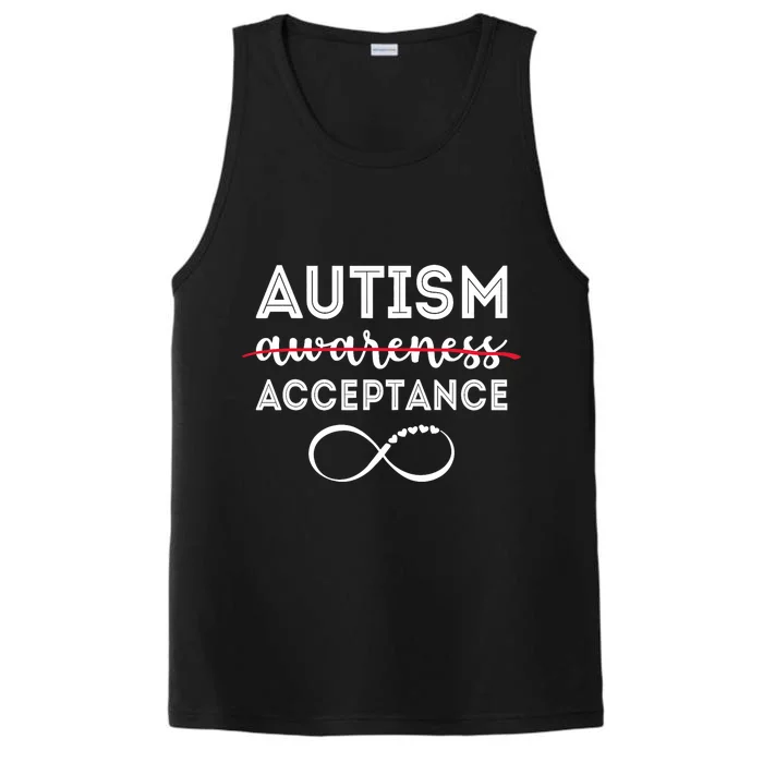 Acceptance Not Awareness Funny Red Instead Autism Performance Tank