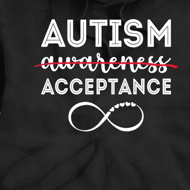 Acceptance Not Awareness Funny Red Instead Autism Tie Dye Hoodie