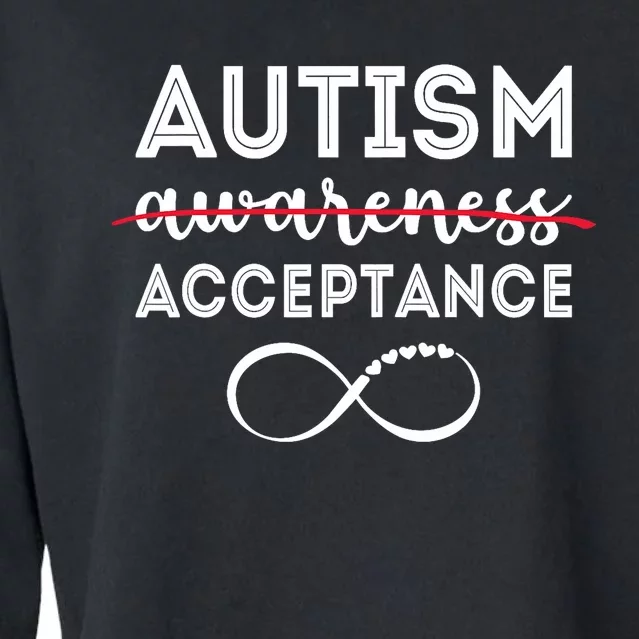 Acceptance Not Awareness Funny Red Instead Autism Cropped Pullover Crew