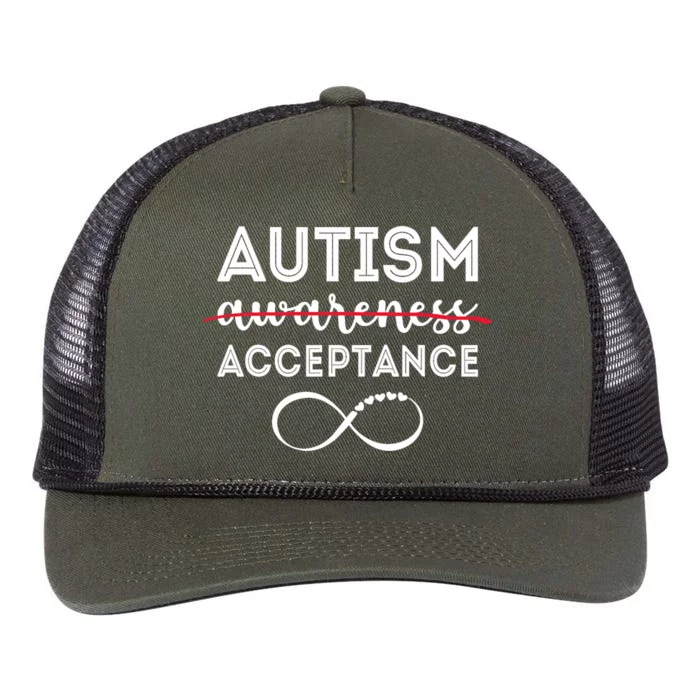 Acceptance Not Awareness Funny Red Instead Autism Retro Rope Trucker Hat Cap