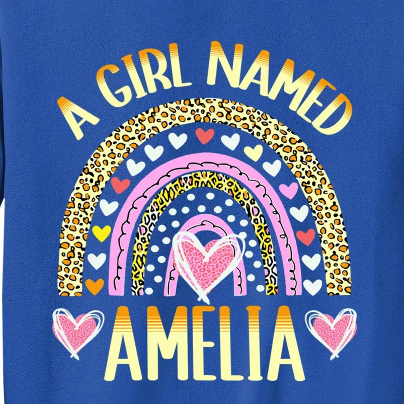 A Named Amelia Cute Name Leopard Hearts Design Gift Tall Sweatshirt