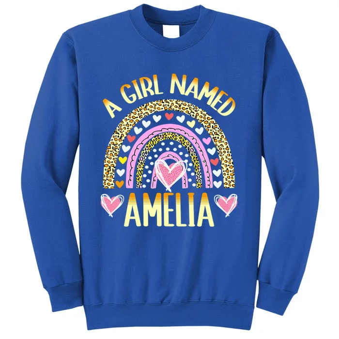 A Named Amelia Cute Name Leopard Hearts Design Gift Tall Sweatshirt