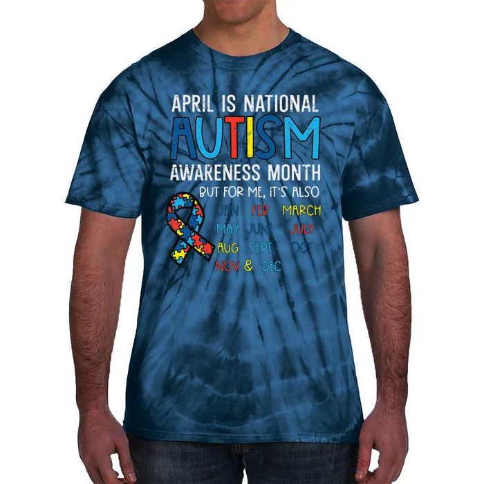 April National Autism Awareness Month Ribbon Tie-Dye T-Shirt