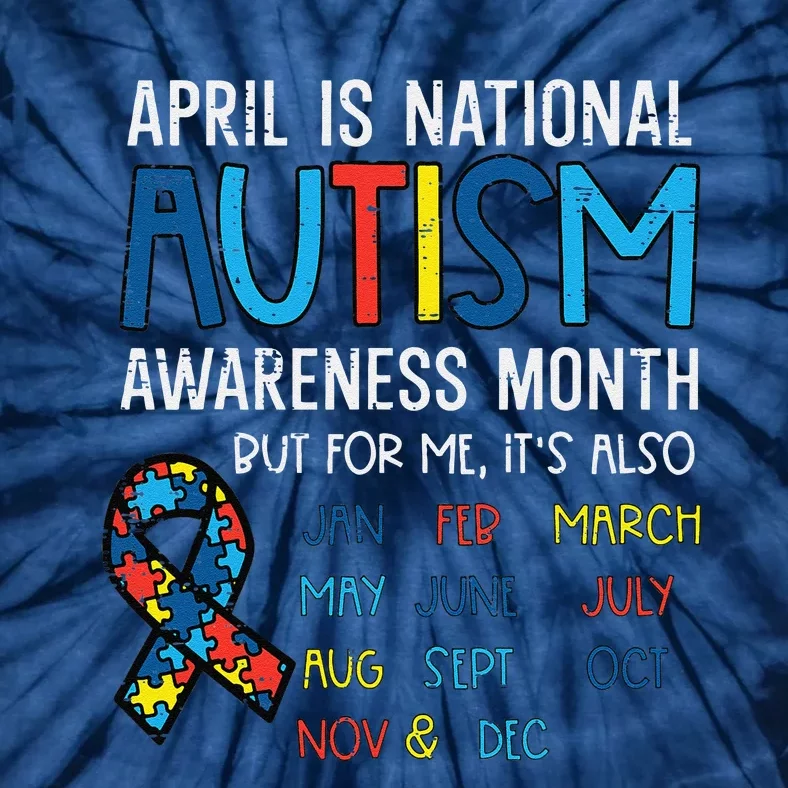 April National Autism Awareness Month Ribbon Tie-Dye T-Shirt