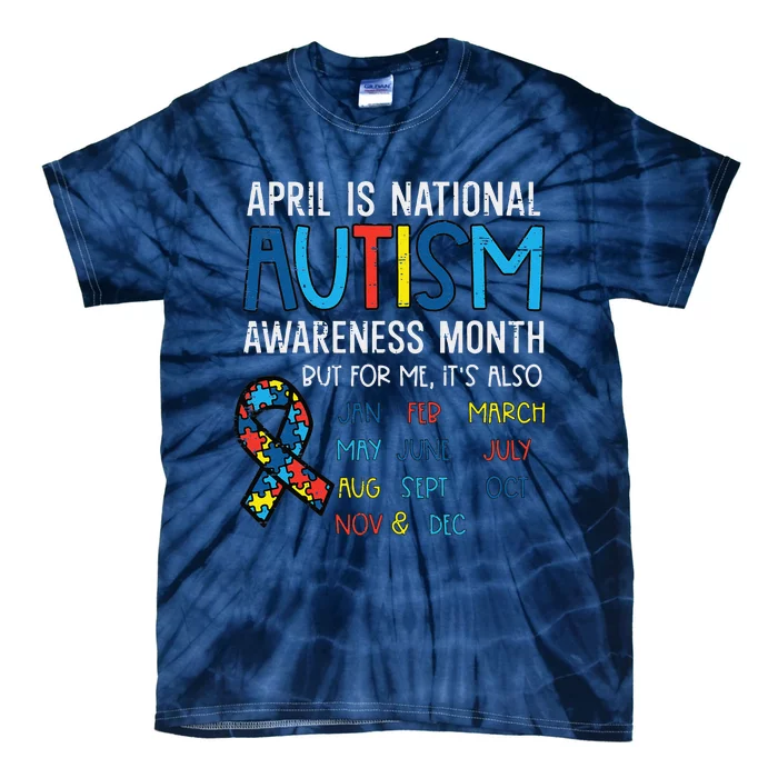 April National Autism Awareness Month Ribbon Tie-Dye T-Shirt