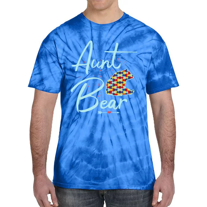 Autistic Niece Autistic Nephew Aunt Bear Autism Aunt Cool Gift Tie-Dye T-Shirt