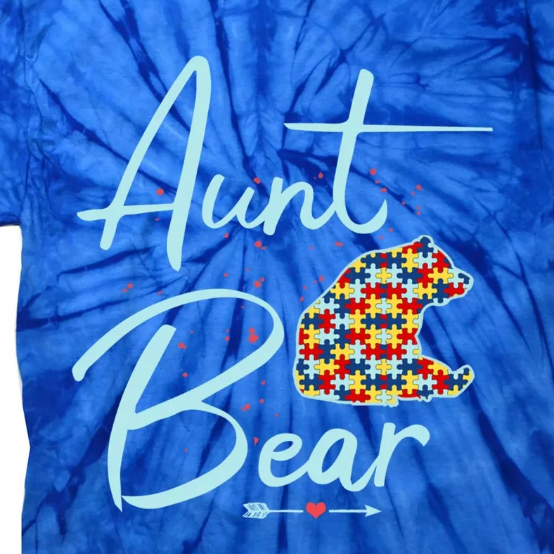 Autistic Niece Autistic Nephew Aunt Bear Autism Aunt Cool Gift Tie-Dye T-Shirt