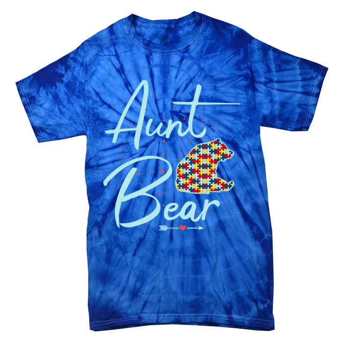 Autistic Niece Autistic Nephew Aunt Bear Autism Aunt Cool Gift Tie-Dye T-Shirt