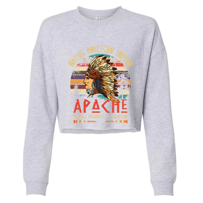 Apache Native American Indian Pride Indigenous Tribe Gift Cropped Pullover Crew