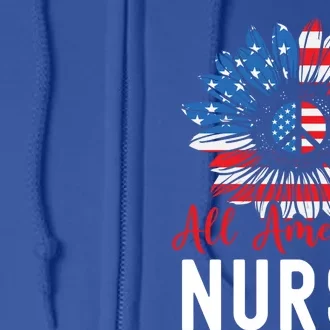 American Nurse All America Nurse Sunflower Peace 4th July Great Gift Full Zip Hoodie