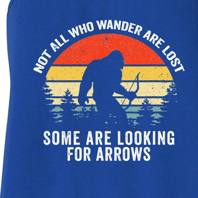 Archery Not All Who Wander Are Lost Bigfoot Hunting Women's Racerback Tank