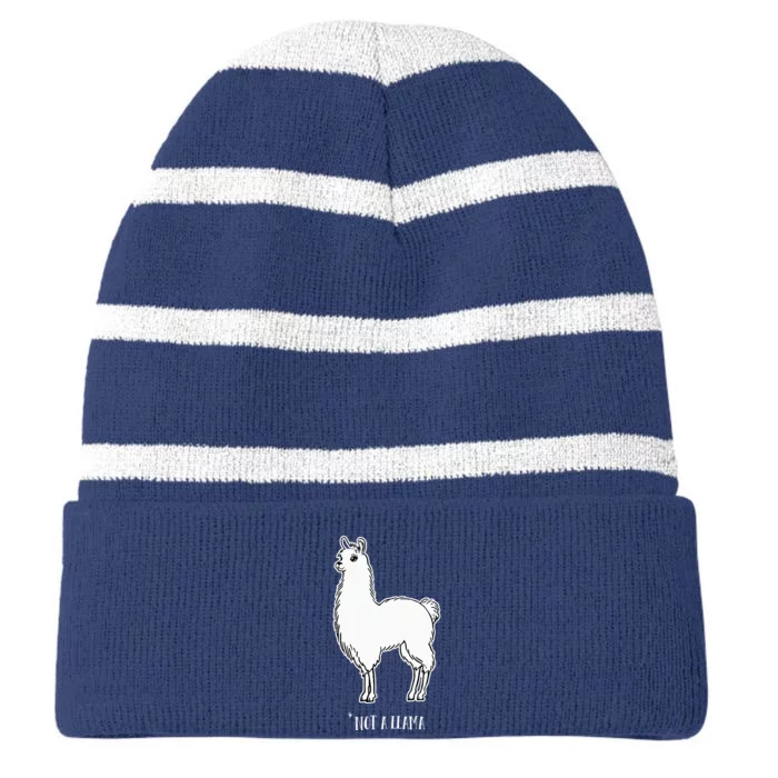 Alpaca Not a Llama Cute Farm Animal Humor Striped Beanie with Solid Band