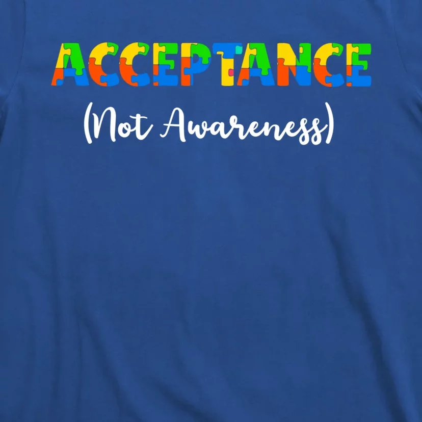 Acceptance Not Awareness Autism Support Puzzle Pieces Great Gift T-Shirt