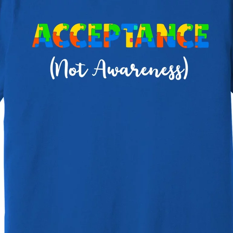 Acceptance Not Awareness Autism Support Puzzle Pieces Great Gift Premium T-Shirt