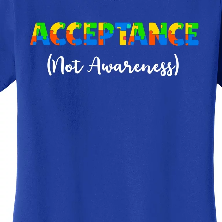 Acceptance Not Awareness Autism Support Puzzle Pieces Great Gift Women's T-Shirt