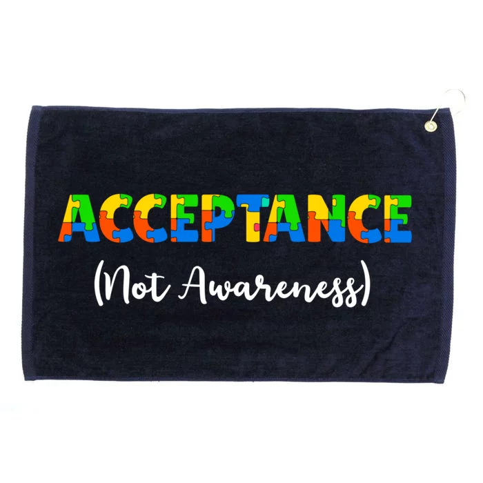 Acceptance Not Awareness Autism Support Puzzle Pieces Great Gift Grommeted Golf Towel