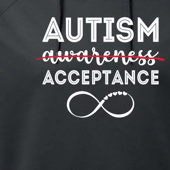 Acceptance Not Awareness Funny Red Instead Autism Performance Fleece Hoodie