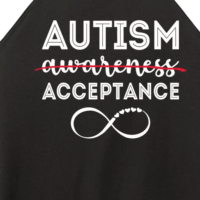 Acceptance Not Awareness Funny Red Instead Autism Women’s Perfect Tri Rocker Tank